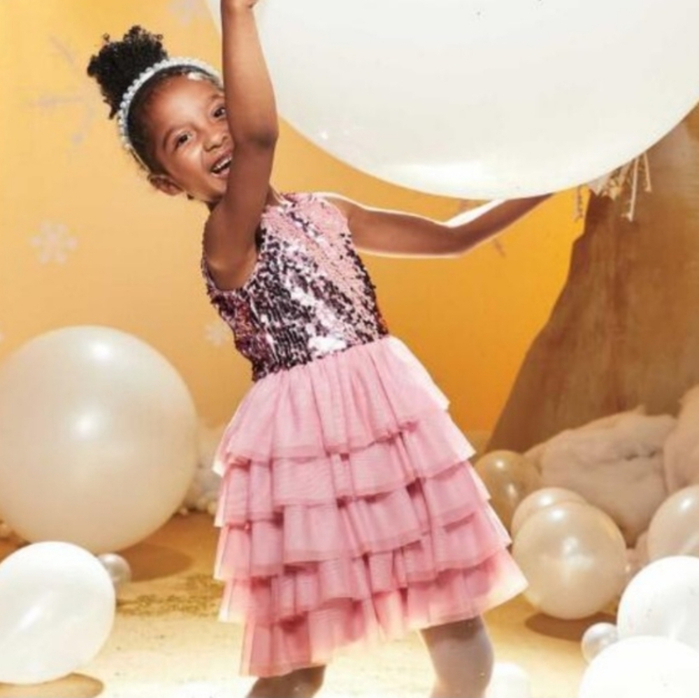 Chasing fireflies pink sequin ruffle dress 8 - Picture 3 of 5